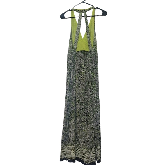 Burning Torch Green Graphic print Halter maxi dress Size-P - Picture 6 of 15